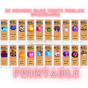 Printable Blox Fruits Roblox Bookmark I Digital Blox Fruits Roblox Bookmark I Downloadable Blox Fruits Roblox Bookmark I 20 Designs in PDF