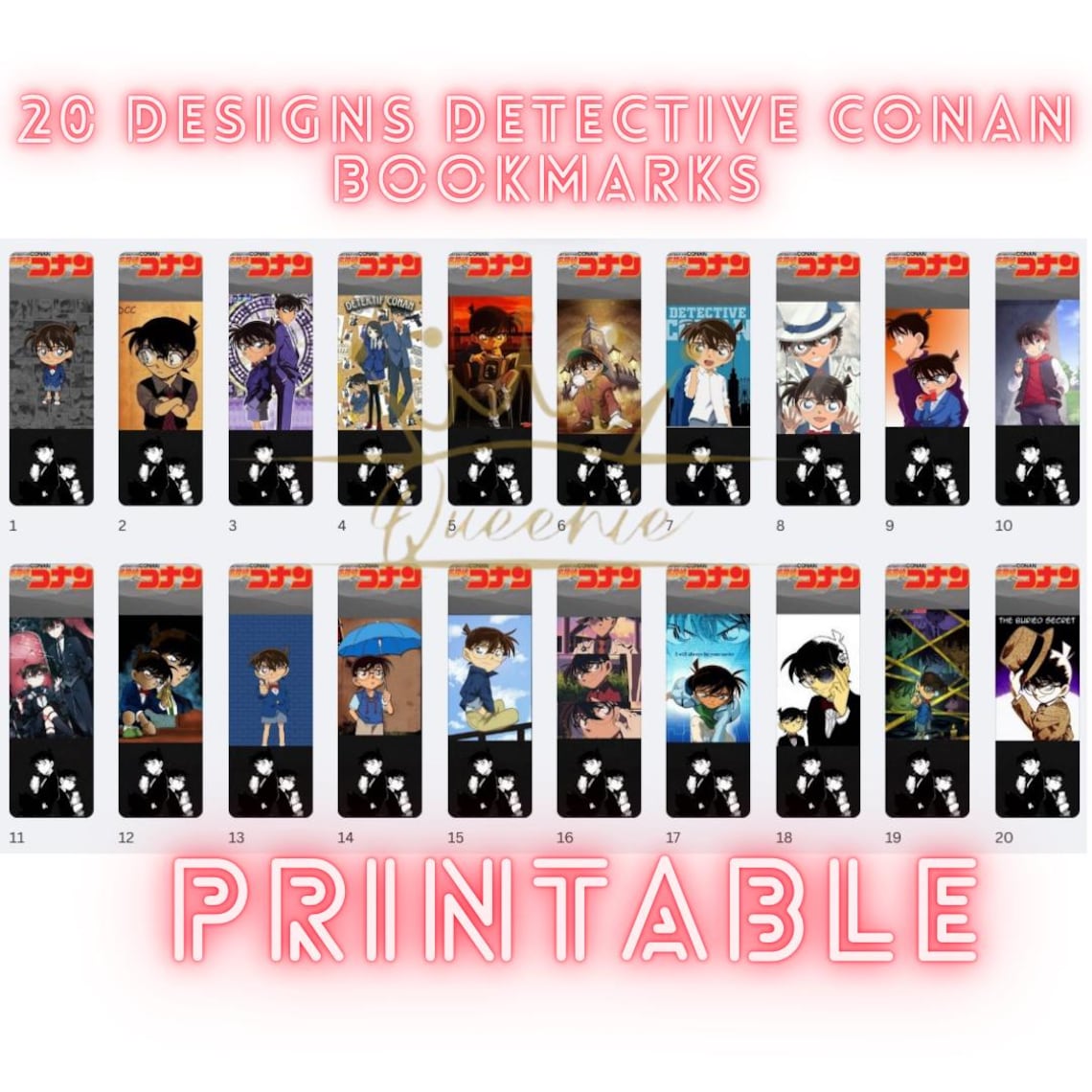 Printable Conan Bookmarks I Digital Detective Conan Bookmarks I ...