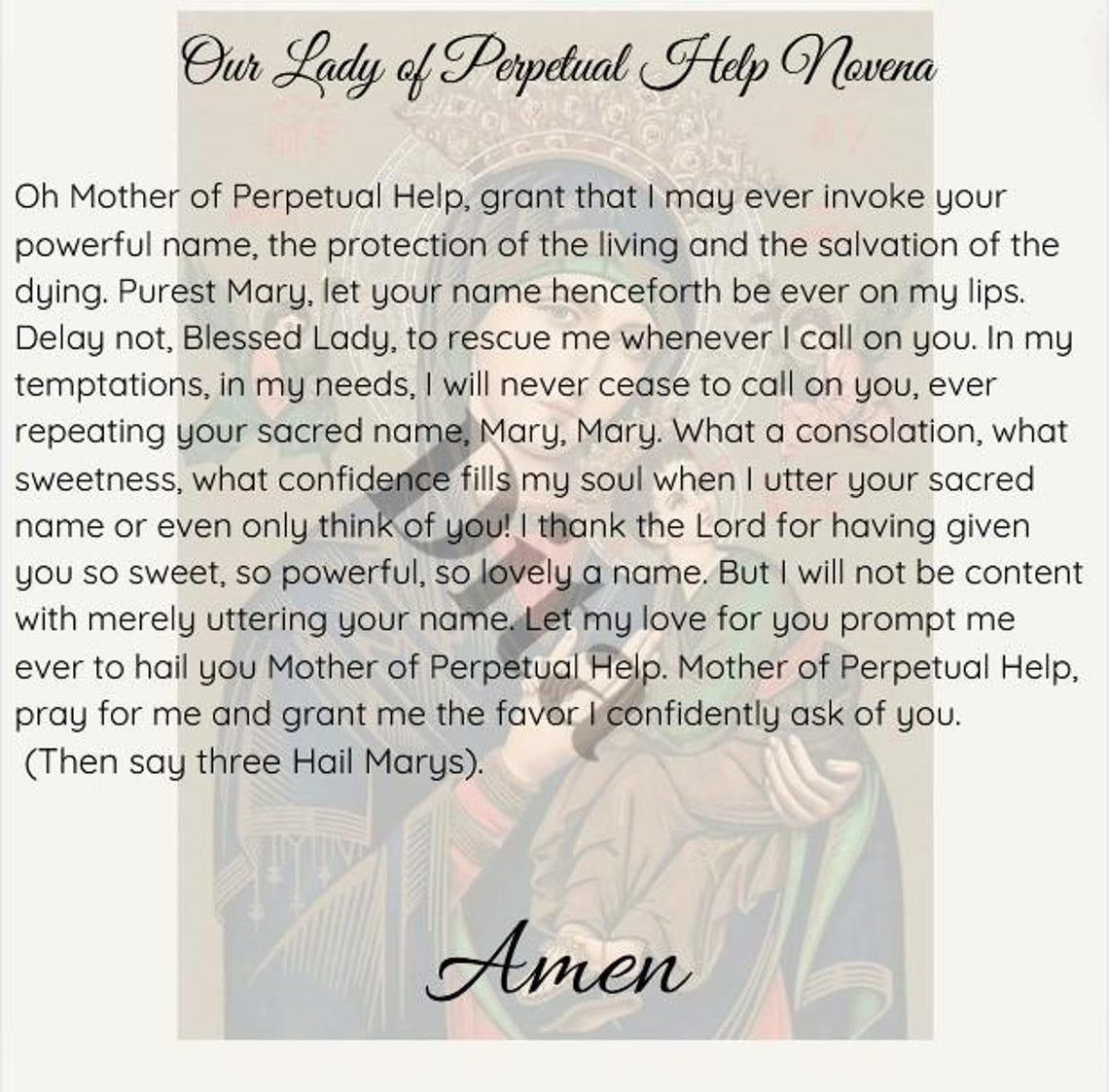 Printable Our Lady of Perpetual Help Novena I Powerful Novena Our Mother of Perpetual Help - Etsy