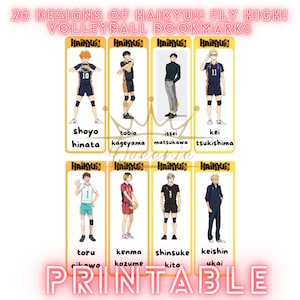 Printable Haikyu Fly High Volleyball Bookmarks I Downloadable Haikyu Anime Comic Bookmarks I 20 Designs in PDF File