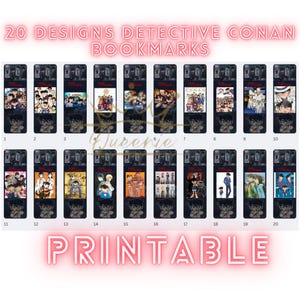 Printable Detective Conan Bookmark I Digital Detective Conan Bookmark I Downloadable Detective Conan Bookmarks I 20 Designs in PDF