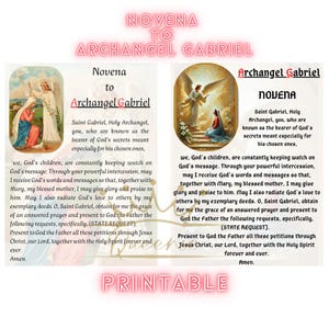 Printable Novena to Archangel Gabriel I Prayer Card to Archangel Gabriel I Digital Catholic Prayer Card