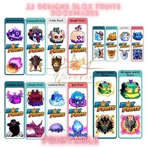 Printable Blox Fruits Roblox Bookmark I Digital Blox Fruits Roblox Bookmark I Downloadable Blox Fruits Roblox Bookmark I 22 Designs in PDF