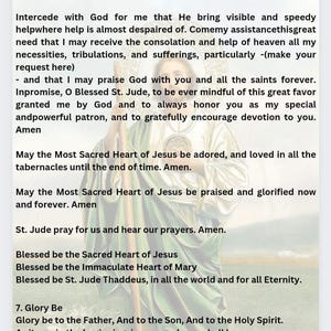 St Jude Devotion/printable Saint Jude Prayer/prayer Card/prayer Digital ...