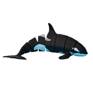 Figura de Orca Flexi – Brinquedo Móvel Impresso em 3D | Baleia Flexi | Decoração de Orca | Presente para Crianças e Fãs de Criaturas Marinhas