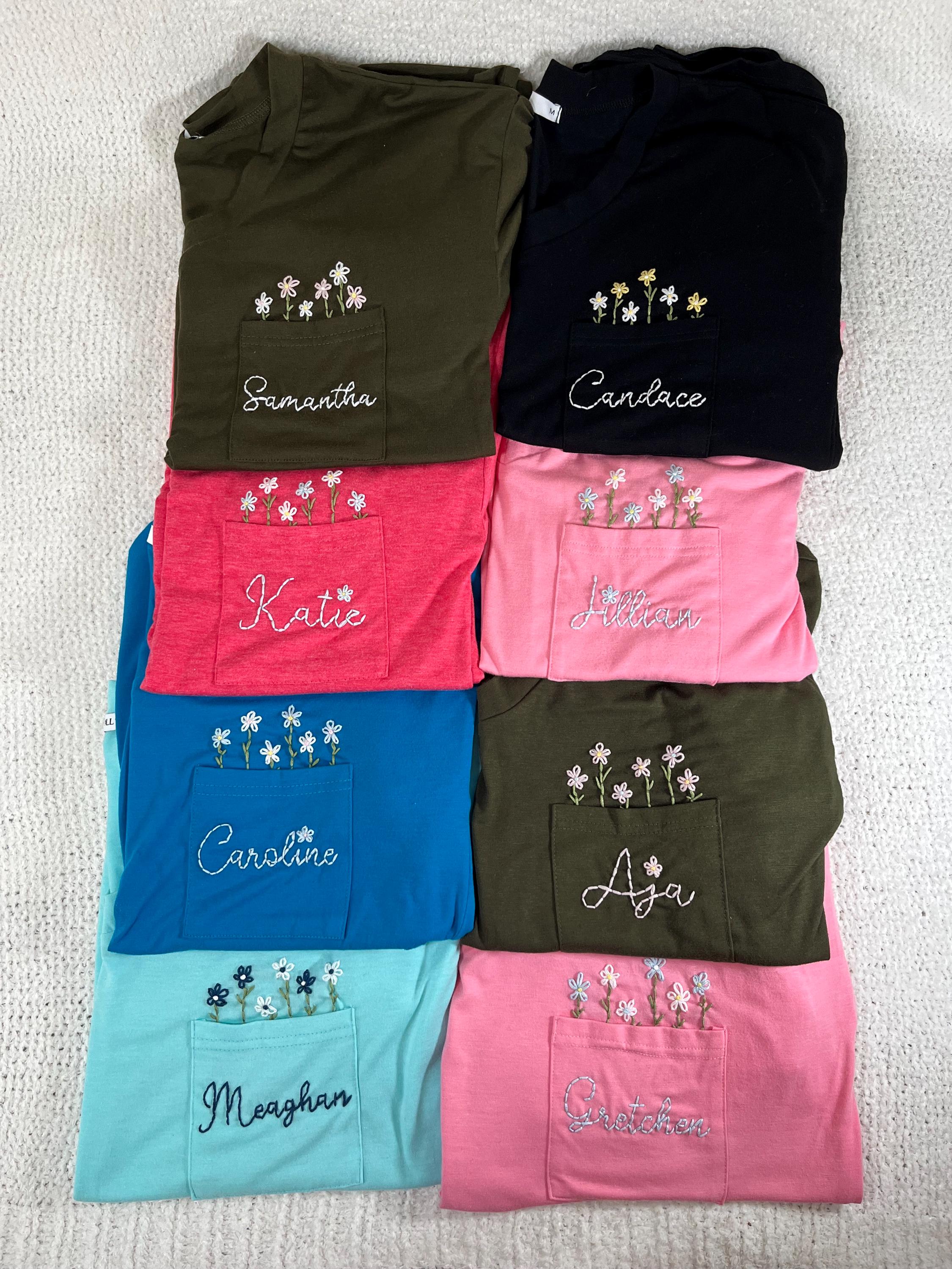 Custom Name - Bouquet (pocket) - (PERSONALIZE IT!) - Unisex Tee