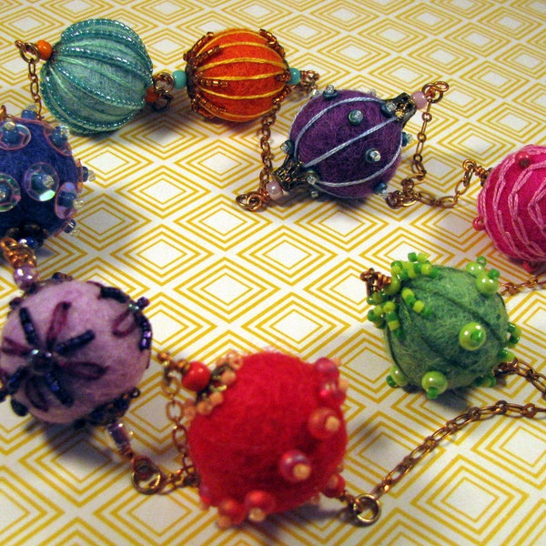 Felt Bead Necklace Etsy