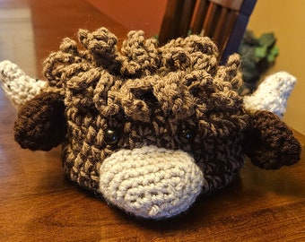 Bull/Cow head cup coasters crochet