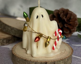 Ghost Christmas Candles | Ghost Of Christmas Spirit | Halloween Ghost | Winter Candles | Ghost Decor | Spooky Christmas | Winter Decor