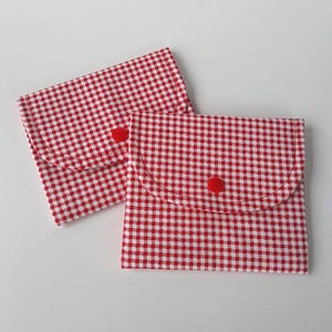 Cartera con broche de cuadros rojos / Cartera de tela / Tarjetero / Monedero de tela / Monedero / Bolsa para toallas sanitarias / Bolsa de privacidad