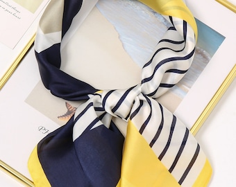 Gestreepte print bandana elegante vierkante sjaal voor vrouwen geschenken Moederdag cadeau