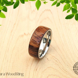 Bhilwara Palisander-Holz-Ring mit 8mm Edelstahl Komfort Kern, Handarbeit - Kostenloser Versand