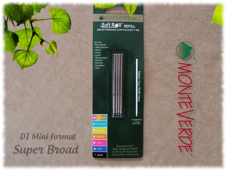 4 x Monteverde D1 Mini Ballpoint Pen Refills 10 COLOURS