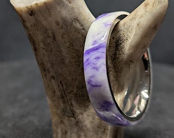 Purple Haze Acryl Edelstahlring, 6 mm Komfortband - Handmade in Canada