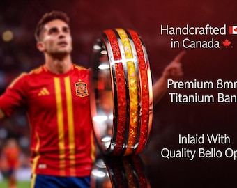 FIFA 2026 World Cup Champions Spain Espana - Opal Ring 8mm Titanium Or Stainless Steel