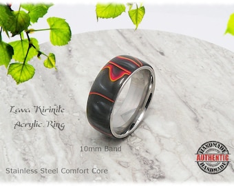 Harley Davidson Colors Acryl Ring 10 mm Edelstahl Comfort Core, Handcrafted