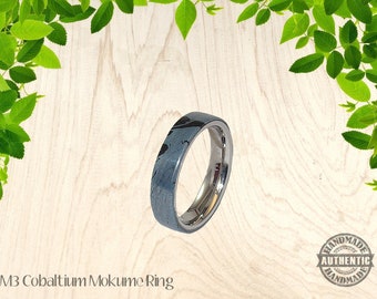 M3 Metall Kobaltium Mokume Ring 6 mm Edelstahl Komfortkern - Handgefertigt