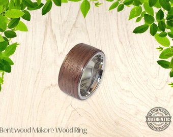 Bugholz Makore Holzring 10mm Edelstahl Komfortkern - Handgefertigt