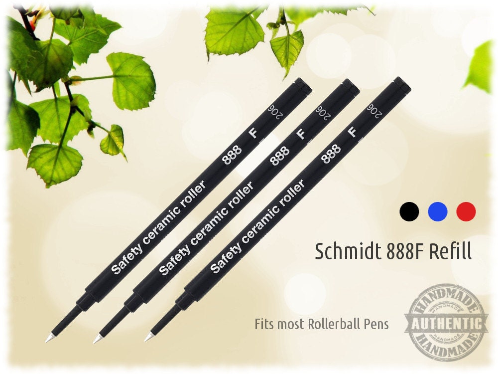 3 Pack Schmidt 888 F Safety Ceramic Roller Ball Ink Refills Replaces