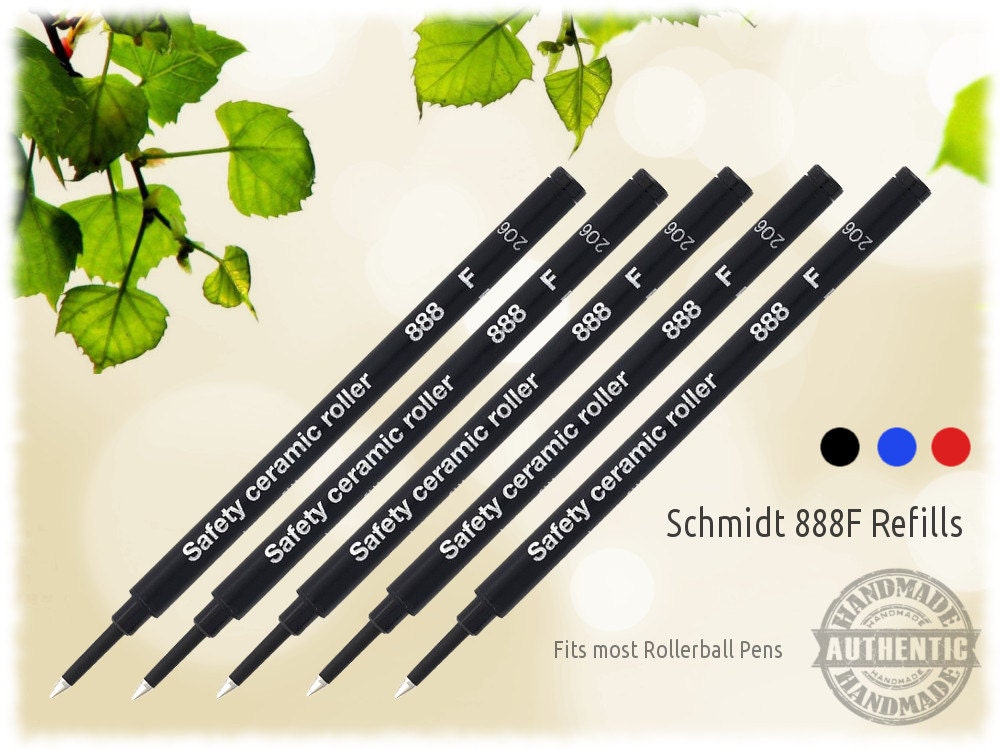 Schmidt German Roller Pen Black Refill Safety Ceramic 888 F 2 Pieces Ink Refills 