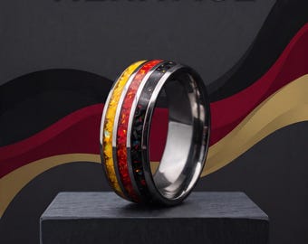 Germany Heritage Opal Ring 8mm Titanium Or Stainless Steel - Handcrafted In Canada
