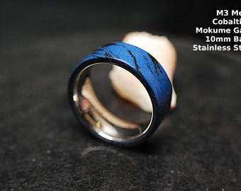 M3 Metall Kobaltium Mokume Gane Ring 10 mm Edelstahl Komfortkern - Handgefertigt in Kanada