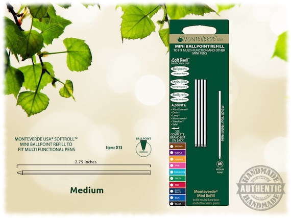 Pack D1 Mini format Ballpoint Pen Refills, Medium Point Monteverde Soft  Roll Ink D13