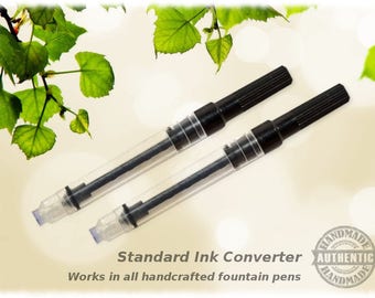 2 Standard International Cartridge Ink Converters Clear - Fits most handcrafted Fountain Pens sold on Etsy