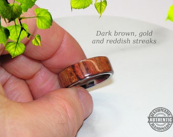 Tschetschenischer Palisander Holzring aus 8 mm Edelstahlkomfortkern, handgefertigt