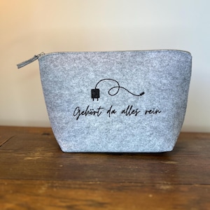 Technikkram Technikgedöns Filztasche Tasche für Kleinkram bestickte Tasche Krimskramtasche Geschenkidee Gedöns Krimskrams