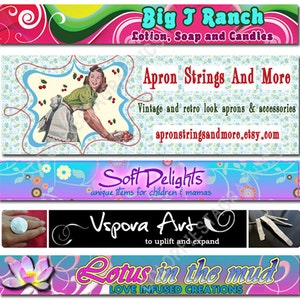 Banner personalizzato grande per negozio Etsy, copertina della cronologia di Facebook, cartellone pubblicitario per negozio eBay, intestazione, intestazione del blog, negozio Hyenacart, design del banner per sito web