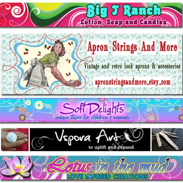 Custom large Etsy shop banner, Facebook Timeline cover, Ebay store billboard, header, Blog header, hyenacart store, website banner design