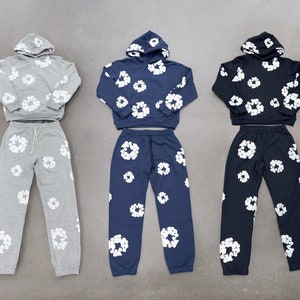 Denim Tears The Cotton Crown Chándal - Sudadera con capucha - Sudaderas - Pantalones de chándal - Jersey - Estampado floral - Estampado de flores - Estampado de hojaldre