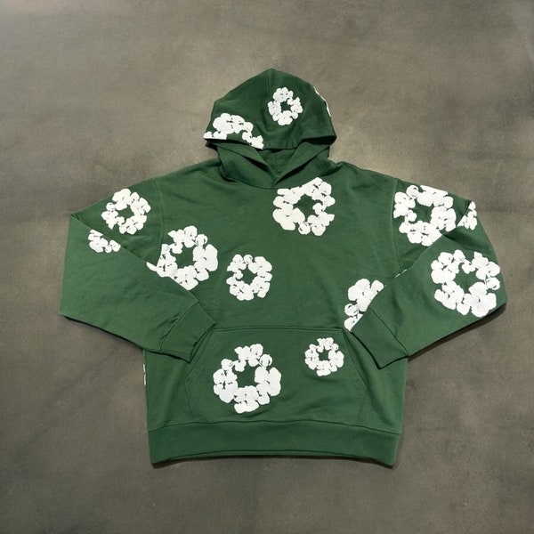 Denim Tears The Cotton Wreath Green Hoodie - Pullover - Floral Print - Flower Print - Puff Print