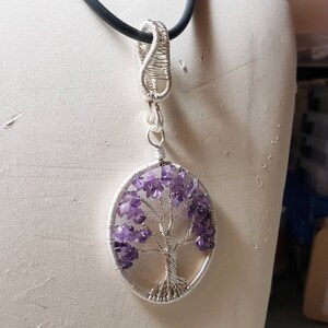 Tree of Life Necklace, Amethyst Pendant, Wire Wrapped Pendant, Family Tree Pendant, Choice of Gemstones, Choice of Finish, Free Shipping image 5