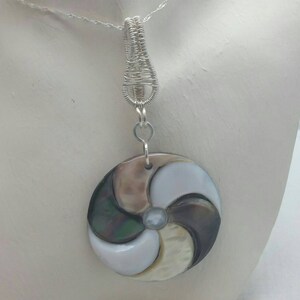 Mother of Pearl Pendant Necklace, Pearl Jewelry, Wire Wrapped Jewelry, Pearl Pendant Necklace, Gift Idea, Free Shipping image 2