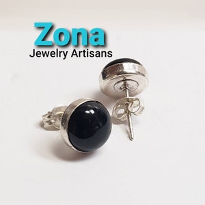 Arizona Onyx Sterling Silver Stud Earrings, Onyx Earrings, Sterling Silver Studs, Black Onyx, Handcut Silversmith Earrings, Etsy Gift Mode