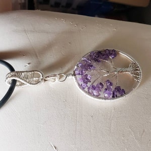 Tree of Life Necklace, Amethyst Pendant, Wire Wrapped Pendant, Family Tree Pendant, Choice of Gemstones, Choice of Finish, Free Shipping image 7