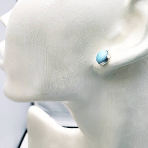 Larimar 8mm Sterling Silver Stud Earrings, Larimar Earrings, Larimar Stud Earrings, Sterling Silver Post Earrings, Genuine Natural Larimar image 10