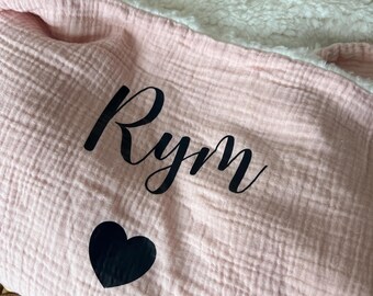 Customizable soft cotton gauze blanket - baby girl and boy