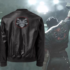 VI Arcane Pit Fighter Leather Bomber Embroidery Jacket | Cosplay | League of Legends Jacket | Unisex | Arcane jacket | Video Game jacket