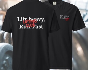 Oversized Weightlifting Tee | Embroidered Gym Shirt, 'Lift Heavy'