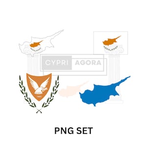Cyprus Map, Flag Plus National Emblem Clipart Bundle – Vector & PNG Files | Digital Download