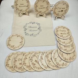 15 Ronds Etape 9,5cm en Bois avec Sac et Présentoirs | A Personnaliser