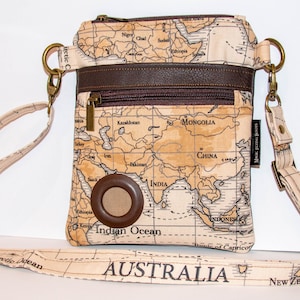 Handgemachte Baumwolle & Kunstleder Hund zu Fuß Schulter / Cross Body / Taille Tasche - Karten