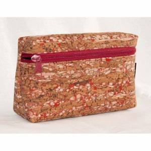 Handmade Red / Pink / Brown Cork & Fennel Vegan Eco-Friendly Cosmetics Storage Bag