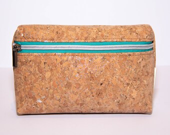 Handmade Silvered Natural Cork Vegan Eco-Friendly Cosmetics Storage Bag