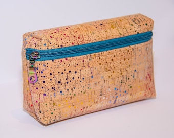 Handmade Rainbow Metallic Design Natural Cork Vegan Eco-Friendly Cosmetics Storage Bag