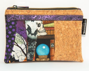 Handmade Purple Spooky / Magical Cork Patchwork Clutch Bag