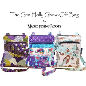 PDF Bag Pattern: The Sea Holly Show-Off Bag, with 2 options for external pockets, and adjustable strap